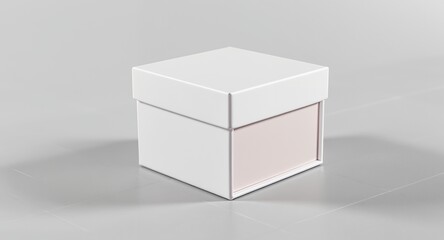 Naklejka premium Elegant White Gift Box with Pink Interior on Neutral Background for Product Presentation or Moc