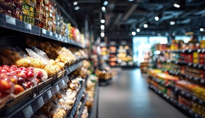 Fototapeta premium Grocery store interior with food displays