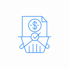 paper in basket with dollar symbol icon sign vector