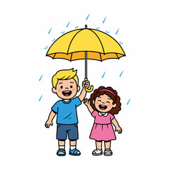 girl and boy with umbrella