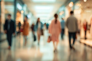 Blurred view of a busy shopping mall