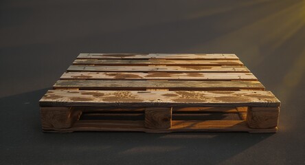 Weathered Wooden Pallet on Dark Surface with Ample Copy Space for Logistics and Industrial Carg