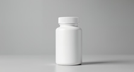 White Empty Bottle for Medication Vitamins or Cosmetic Product Packaging Mockup with Copy Spa
