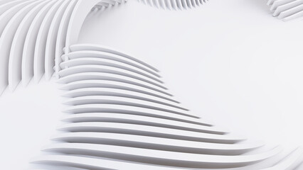 Abstract Curved Shapes. White Circular Background.