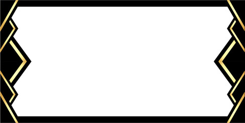 Luxurious Art Deco frame with gold and black geometric ornaments. Modern vintage border design for invitations or certificates.