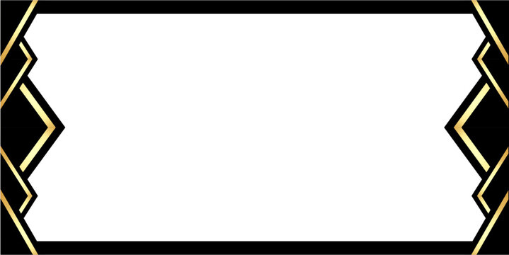 Luxurious Art Deco frame with gold and black geometric ornaments. Modern vintage border design for invitations or certificates.