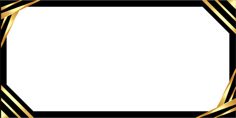 Elegant black and gold frame with decorative ribbon corners. Vector background template for formal invitations, certificates, or mourning cards.