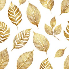 Gold leaf pattern on white background