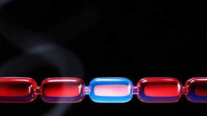 Unique Blue Element in Connected Red Chain - Abstract Scientific Data or Biological Sequence Concept - Powered by Adobe