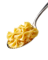 Farfalle pasta on a silver spoon delicious Italian food