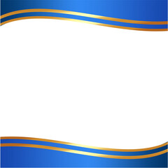 Elegant abstract background with blue and gold wavy borders. Modern vector graphic design template for formal documents.