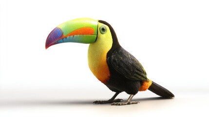 Vibrant toucan against white