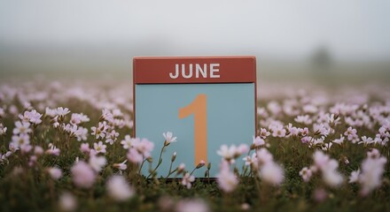 June 1st Calendar in a Field of Flowers
