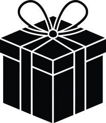 Black and white isometric gift box with ribbon and bow present 2