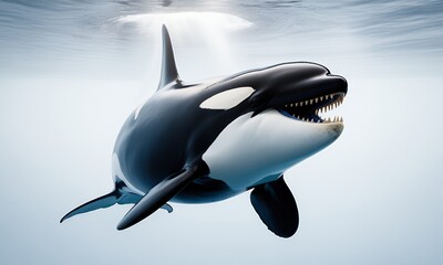 Obraz premium Large Marine Mammal Underwater with Open Mouth