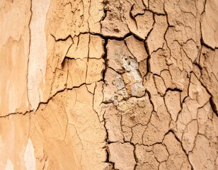 Fototapeta premium Closeup of Cracked Light Brown Tree Bark with Rich Texture and Organic Pattern
