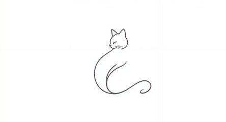 Naklejka premium Minimalist Line Art of a Cat