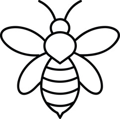 bee icon outline vector illustration on transparent background