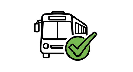 Bus checkmark vector icon. Transportation verification symbol