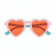 Vector illustration with sunglasses in the shape of two hearts.