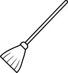Naklejka premium broom icon outline vector illustration on transparent background
