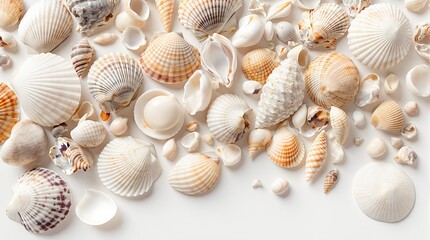Seashells Collection on White Background