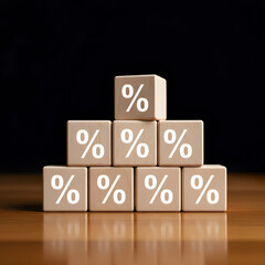 Percentage Symbol Blocks Pyramid Arrangement