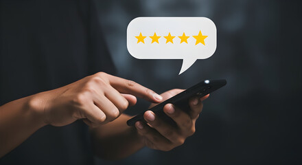 Customer Feedback Five Star Rating On Mobile Phone
