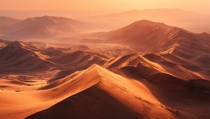 Naklejka premium Dramatic desert landscape at sunrise (1)