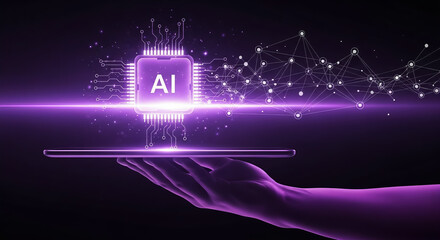 Human Hand Holds Futuristic AI Chip Technology