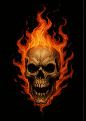 Skull in flames