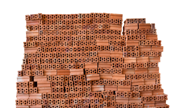 Pile of bricks isolated on transparent background, PNG File