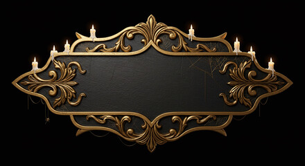An ornate gold and black gothic frame, perfect for a Halloween themed design.