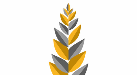 Abstract Wheat Graphic Design Element Gold and Gray Leaves