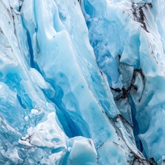 Naklejka premium Majestic Blue Glacier Ice Formation Featuring Intricate Texture and Frozen Landscape