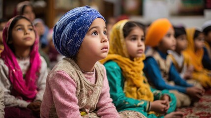 Young Sikh Children in a Gurdwara