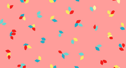 Playful Abstract Pattern Colorful Shapes on Coral Background