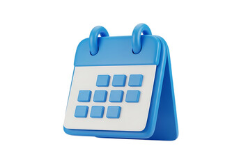 Illustration of 3d blue and white calendar icon isolated on transparent background