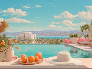 Obraz premium Sunny poolside vista