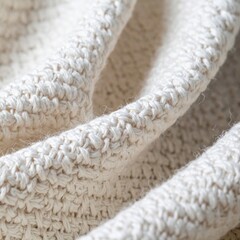 Close Up Cream Color Knitted Fabric Showing Soft Texture and Intricate Details for Background