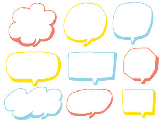 手描きあしらいセット　吹き出し　カラフル
