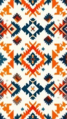 Vibrant Geometric Fabric Design with Orange and Blue Tones Detailed Surface Texture