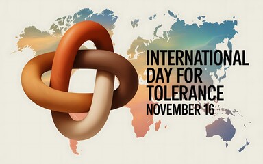 International day for tolerance november 16 with linked hands on world map