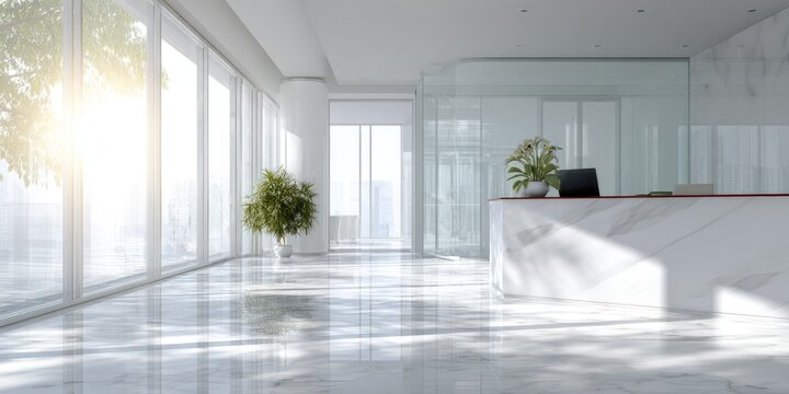 Modern, bright office lobby