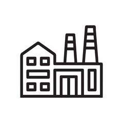 Factory icon vector  industrial building  in outline style