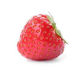 One fresh ripe strawberry isolated on white