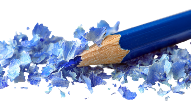 Sharpened Blue Pencil and Shavings Art Supplies