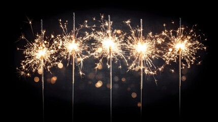 Sparkling sparklers against a dark background.