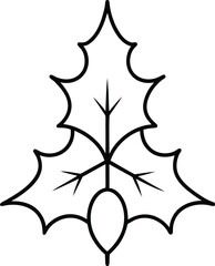 holly leaf icon on transparent background