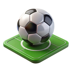 3d render of soccer ball on mini field isolated on transparent background